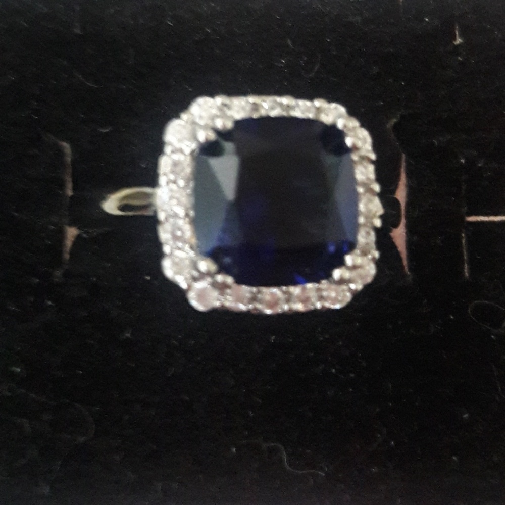 925 sterling silver blue sapphire ring